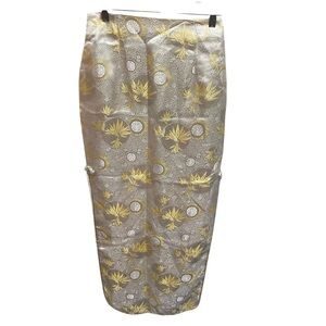 Women’s Japanese Asian inspired skirt side slits cream and yellow satin small